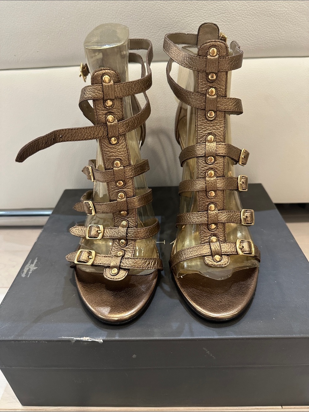 Strappy Buckle Gladiator Sandal - Bronze